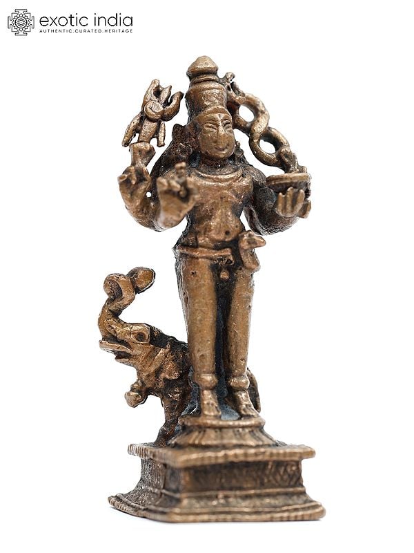 Exotic India 2" Small Lord Shiva With Elephant | Copper Statue 