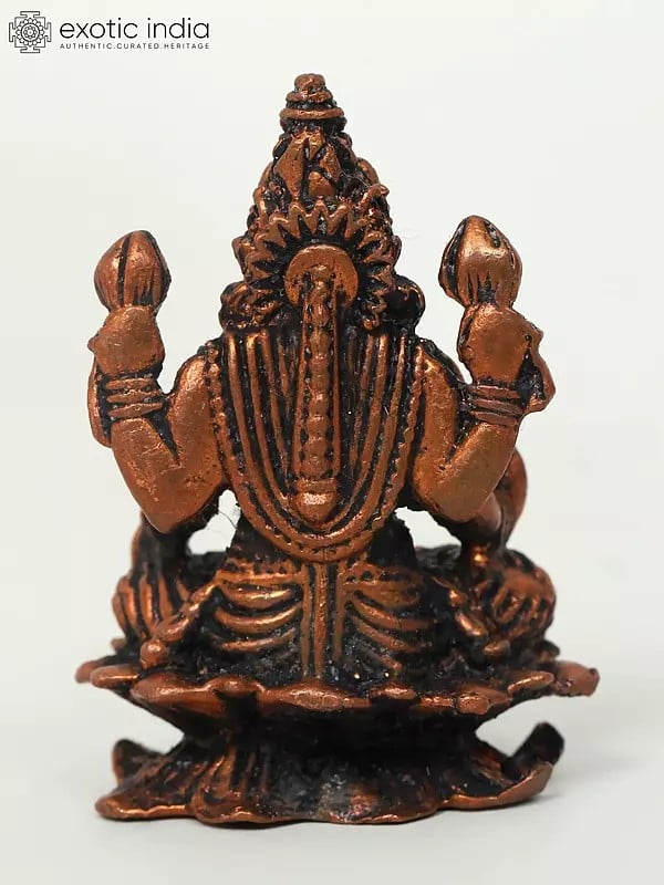 Exotic India 2" Small Sitting Goddess Lakshmi | Copper Statue 