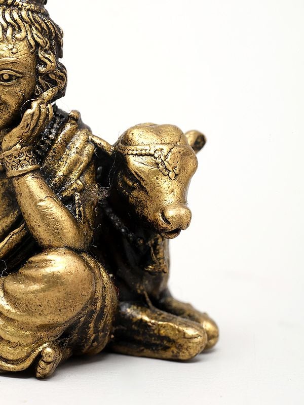 Exotic India 2" Small Superfine Bal Krishna With Calf – Divine Innocence | Ideal For Puja 