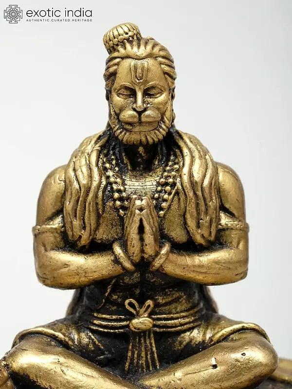 Exotic India 2" Small Superfine Meditative Lord Hanuman | Ideal For Puja 