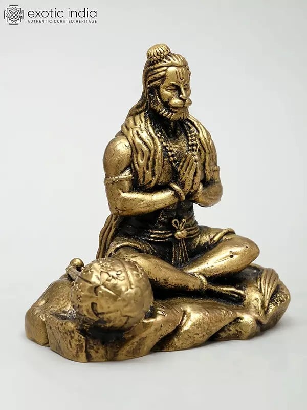 Exotic India 2" Small Superfine Meditative Lord Hanuman | Ideal For Puja 