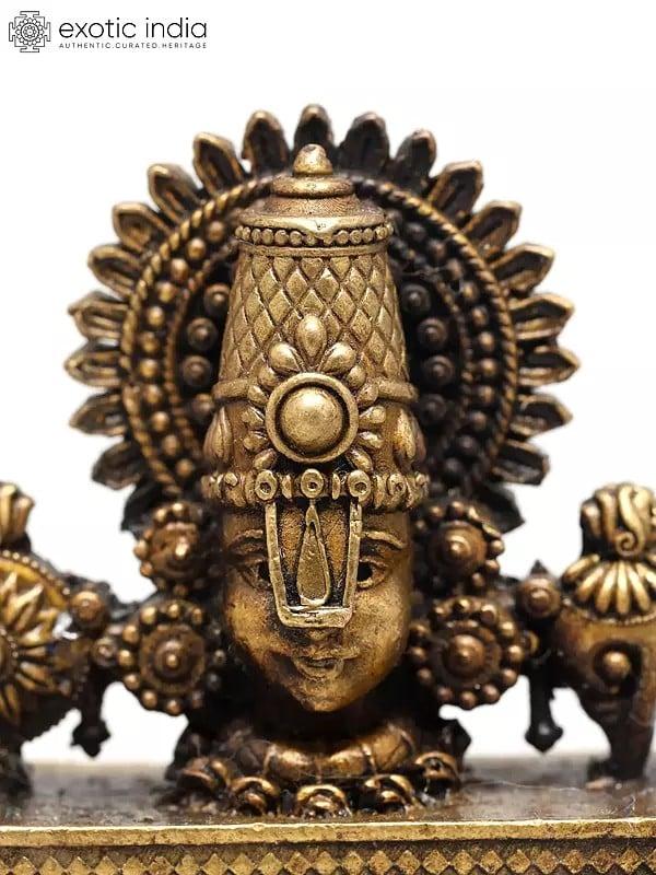 exotic india 2" Small Superfine Tirupati Balaji Bust with Vaishnava Symbols | Ideal for Puja 