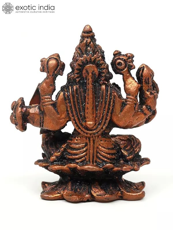 Exotic India 2" Small Veera/Dhairya Lakshmi | Copper Statue 