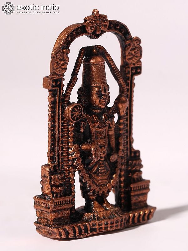 Exotic India 2" Tirupati Balaji Idol With Kirtimukha Arch | Venkateshvara Copper Statue 