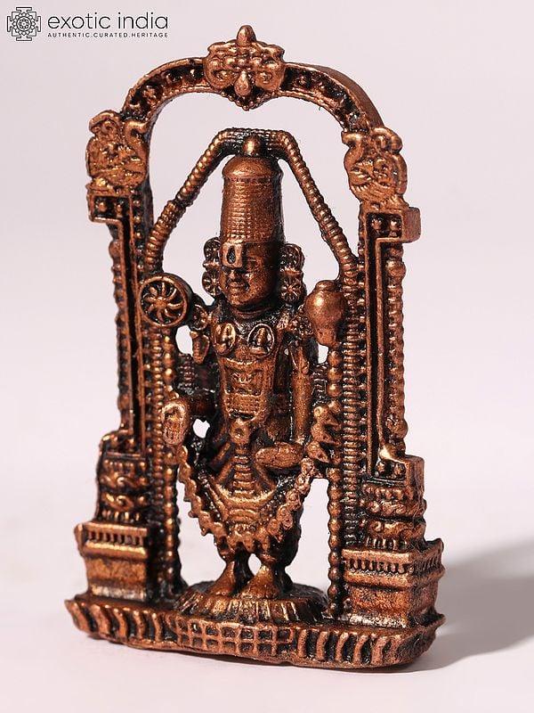 Exotic India 2" Tirupati Balaji Idol With Kirtimukha Arch | Venkateshvara Copper Statue 