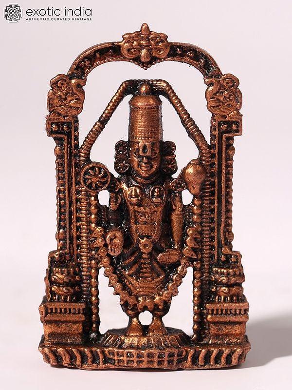 exotic india 2" Tirupati Balaji Idol with Kirtimukha Arch | Venkateshvara Copper Statue 
