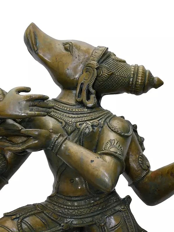Exotic India 20" Bhumi-Varaha With Garuda And Shesha | Madhuchista Vidhana (Lost-Wax) | Panchaloha Bronze From Swamimalai 