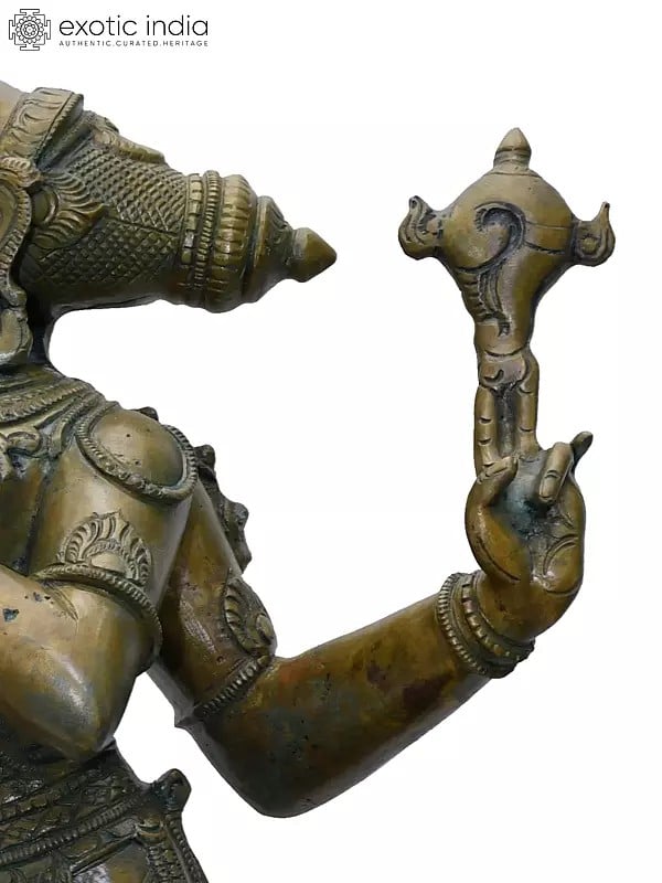 Exotic India 20" Bhumi-Varaha With Garuda And Shesha | Madhuchista Vidhana (Lost-Wax) | Panchaloha Bronze From Swamimalai 