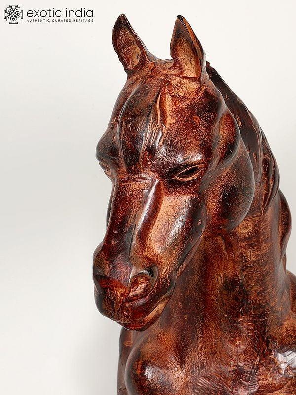 Exotic India 20" Brass Wall Hanging Horse Statue | Home Decor 