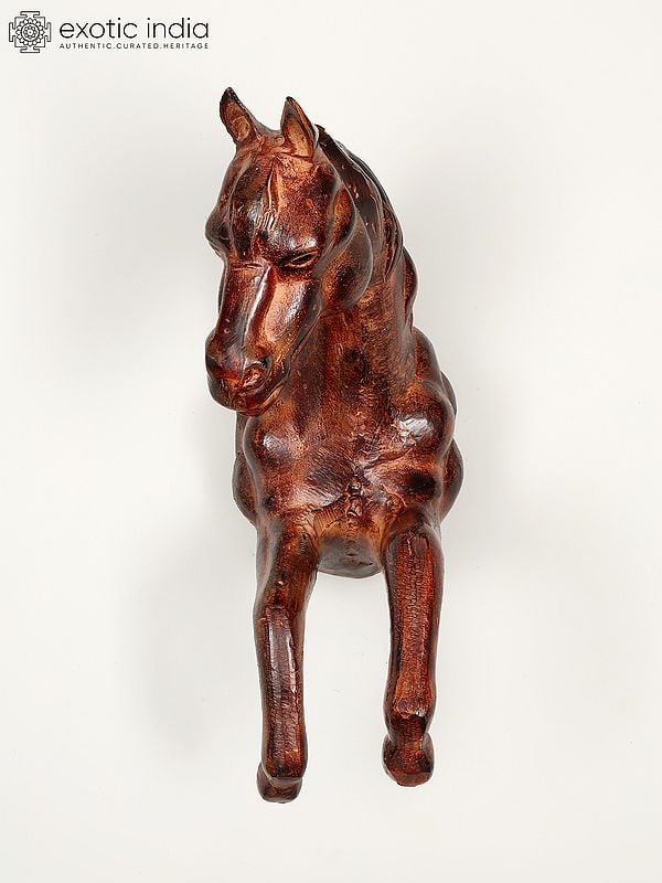 Exotic India 20" Brass Wall Hanging Horse Statue | Home Decor 