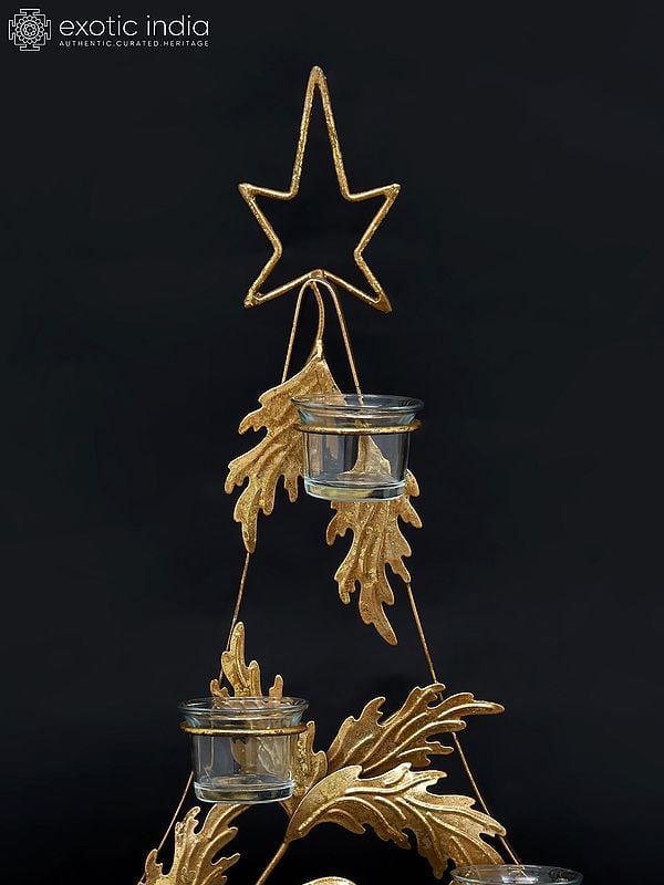 Exotic India 20" Designer Christmas Tree With Candle Holders | Home Decor 