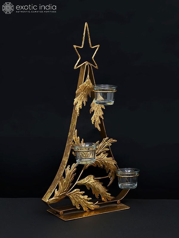 Exotic India 20" Designer Christmas Tree With Candle Holders | Home Decor 