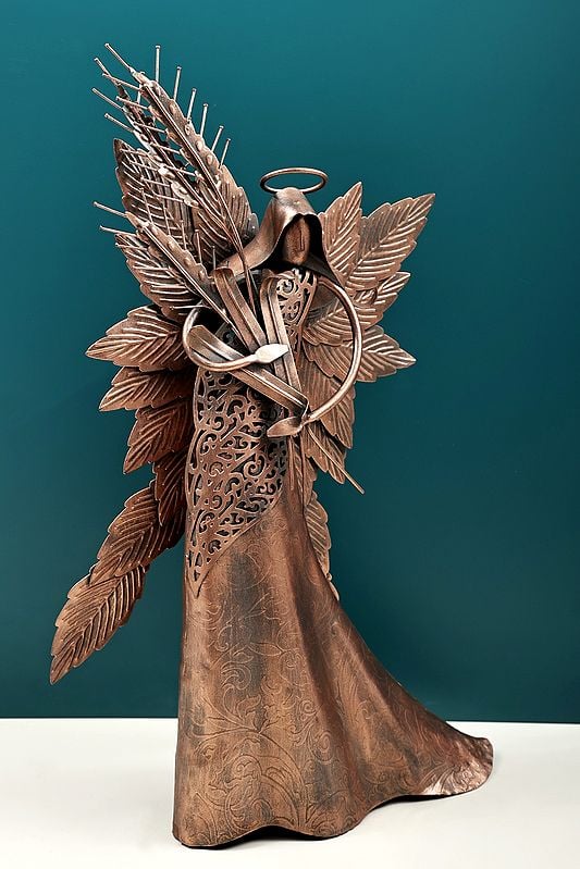 Exotic India 20" Handmade Angel With Leaf Design Wings 
