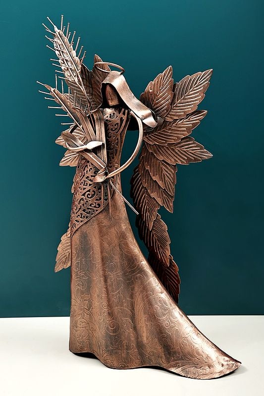 Exotic India 20" Handmade Angel With Leaf Design Wings 