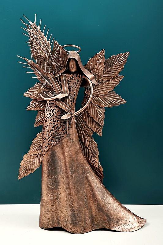 exotic india 20" Handmade Angel with Leaf Design Wings
