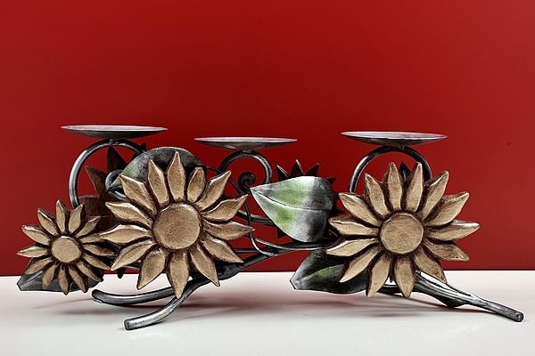 Exotic India 20" Handmade Flower Decorative Candle Stand 