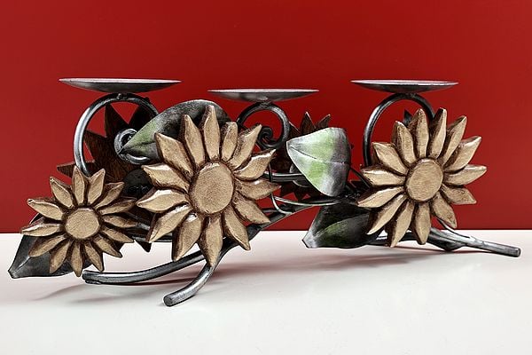 Exotic India 20" Handmade Flower Decorative Candle Stand 