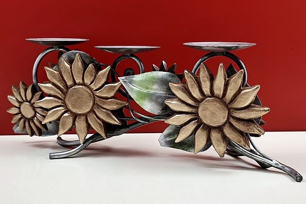 Exotic India 20" Handmade Flower Decorative Candle Stand 