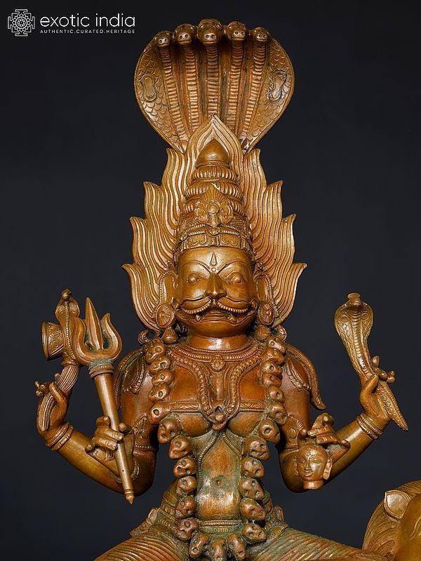 Exotic India 20" Superfine Goddess Pratyangira (Atharvana Bhadrakali) | Artisans Bronze Statue 
