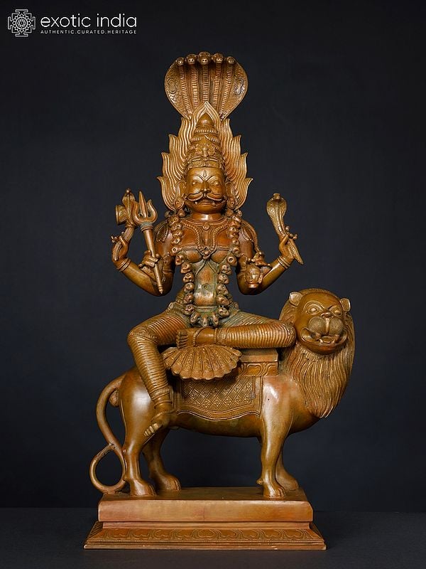 exotic india 20" Superfine Goddess Pratyangira (Atharvana Bhadrakali) | Artisans Bronze Statue 