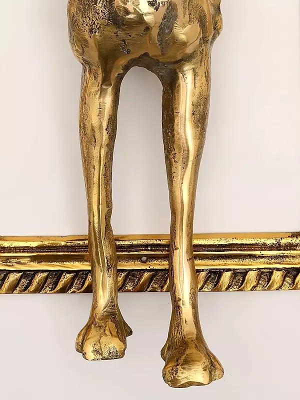 Exotic India 21" Brass Wall Hanging Dog With Frame | Home Decor 
