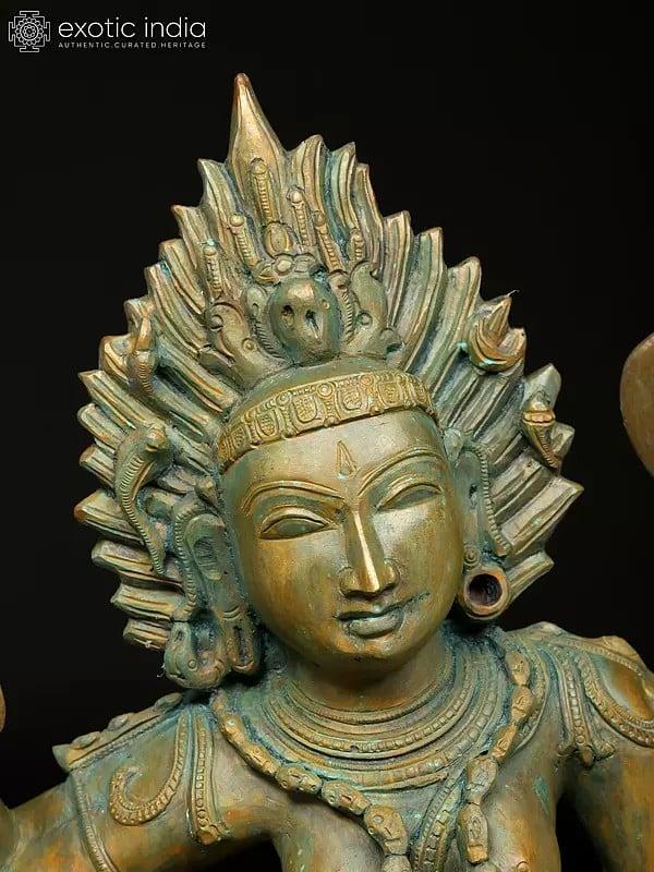 Exotic India 21" Dancing Goddess Kali | Madhuchista Vidhana (Lost-Wax) | Panchaloha Bronze From Swamimalai 