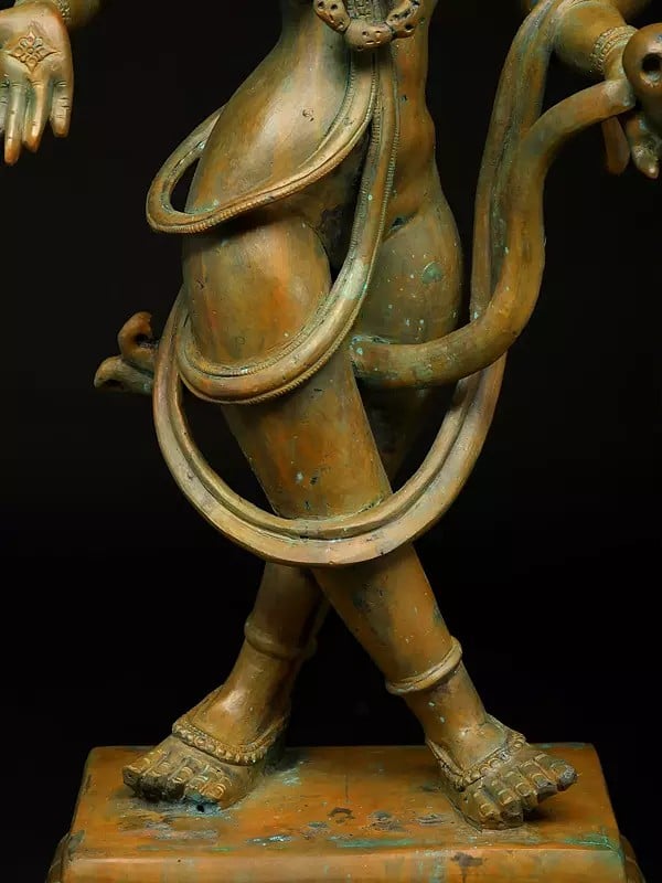 Exotic India 21" Dancing Goddess Kali | Madhuchista Vidhana (Lost-Wax) | Panchaloha Bronze From Swamimalai 