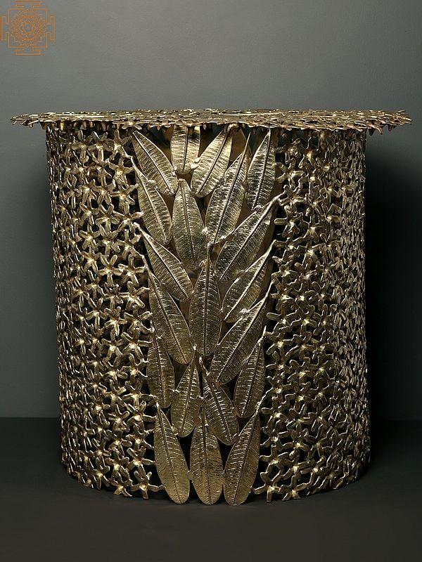 Exotic India 21" Designer Beautifully Carved Brass Table 