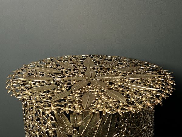 Exotic India 21" Designer Beautifully Carved Brass Table 