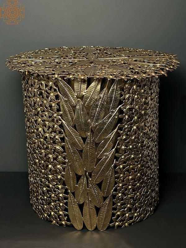 exotic india 21" Designer Beautifully Carved Brass Table 