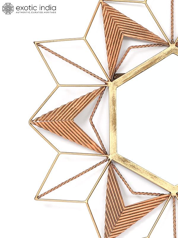 Exotic India 21" Hexagonal Shaped Designer Mirror | Wall Hanging 