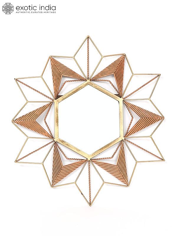 exotic india 21" Hexagonal Shaped Designer Mirror | Wall Hanging 