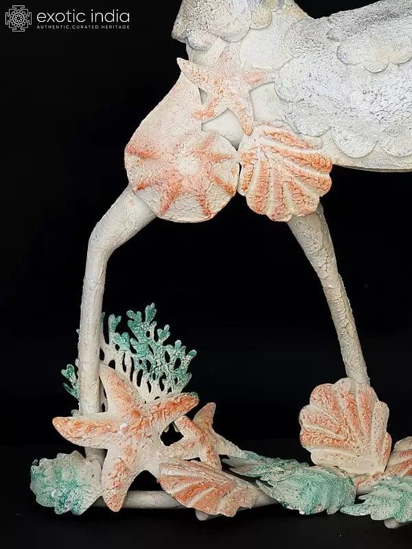 Exotic India 21" Iron Seashells Reindeer With Candle Holders | Decorative Showpiece 
