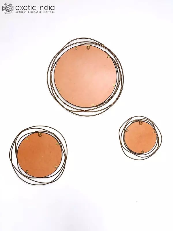 Exotic India 21" Set Of Three Designer Mirrors | Wall Hanging 