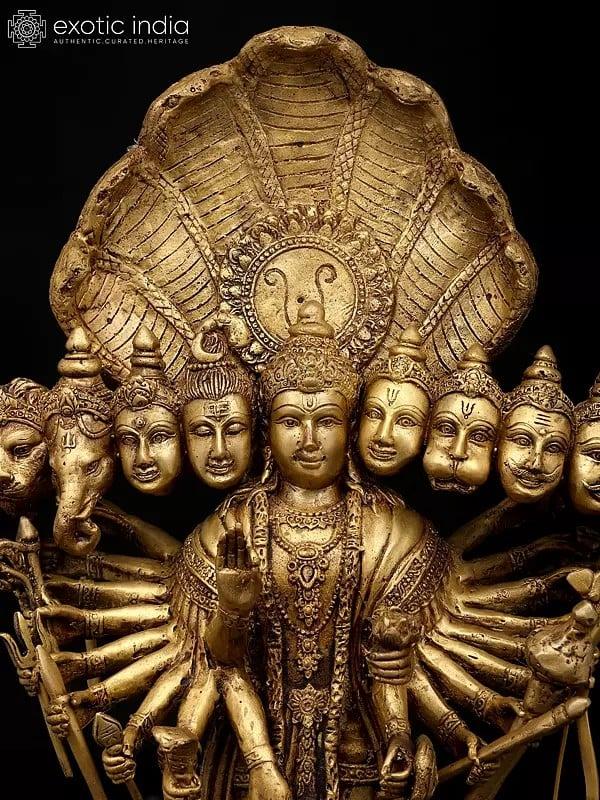 Exotic India 21" The Cosmic Form: Vishvarupa Of Lord Vishnu | Brass Statue | Made In India | Handmade 