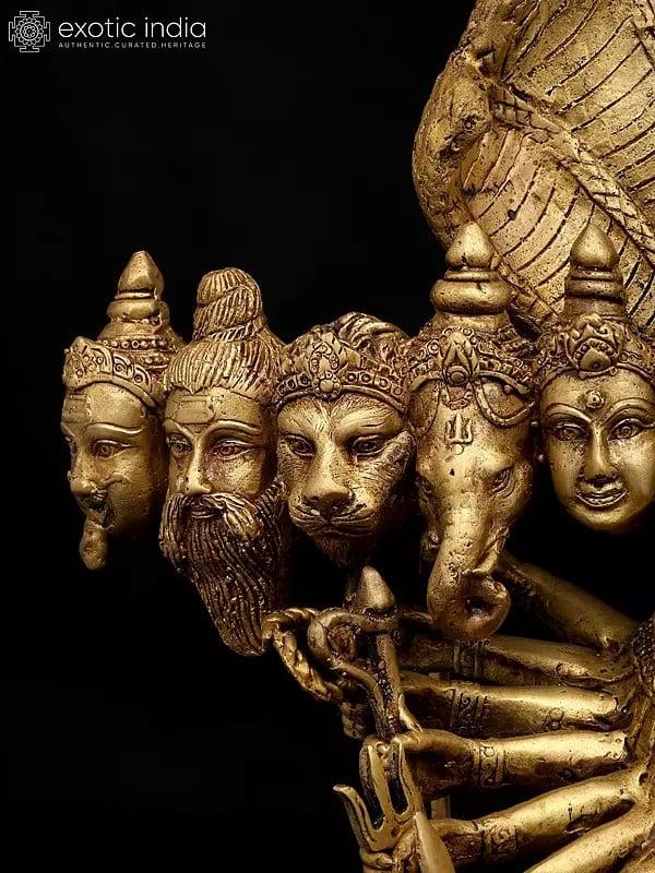 Exotic India 21" The Cosmic Form: Vishvarupa Of Lord Vishnu | Brass Statue | Made In India | Handmade 