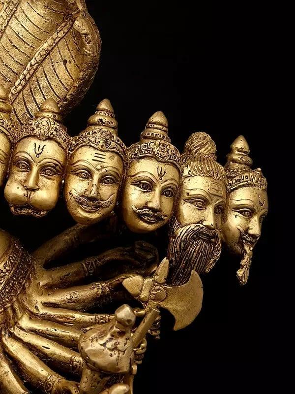 Exotic India 21" The Cosmic Form: Vishvarupa Of Lord Vishnu | Brass Statue | Made In India | Handmade 