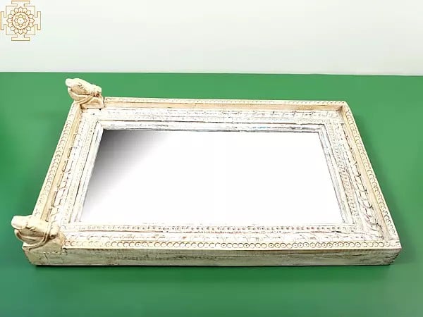 Exotic India 21" Wooden Frame Beautiful Rectangle Mirror