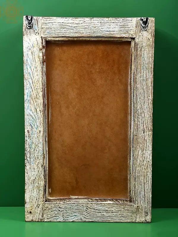 Exotic India 21" Wooden Frame Beautiful Rectangle Mirror