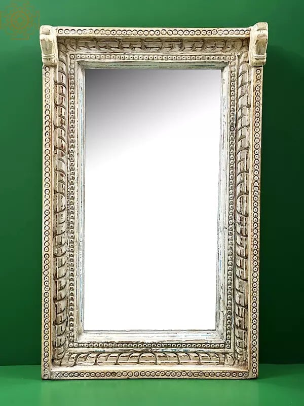 exotic india 21" Wooden Frame Beautiful Rectangle Mirror 