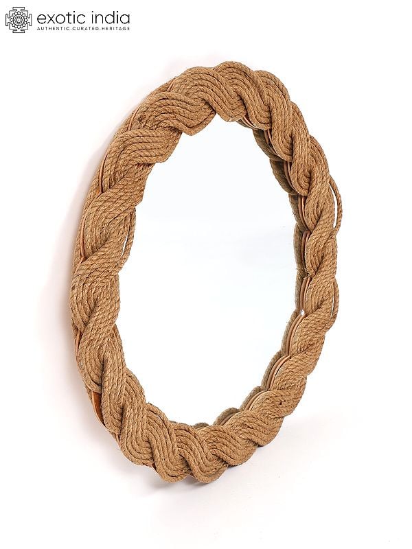 Exotic India 22" Rope Framed Designer Mirror | Wall Hanging 