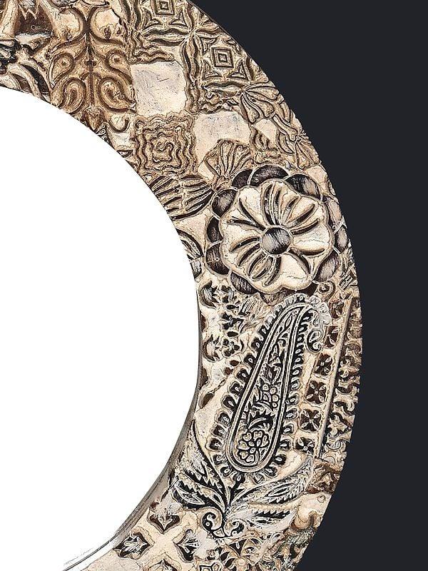 Exotic India 22" Round Shaped Stylish Mirror | Wall Hanging | Home Decor 