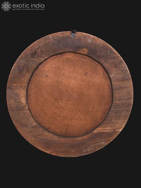 Exotic India 22" Round Shaped Stylish Mirror | Wall Hanging | Home Decor 