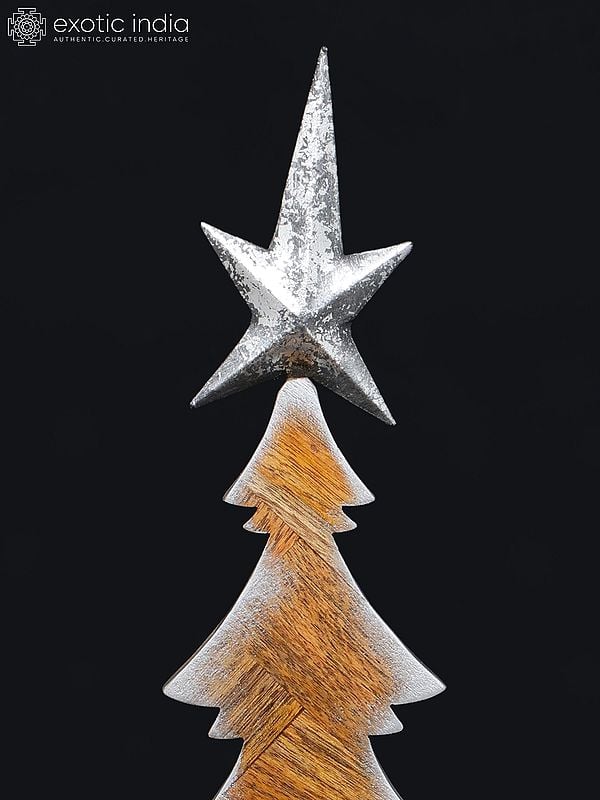 Exotic India 22" Stylish Wooden Christmas Tree | Table Decor
