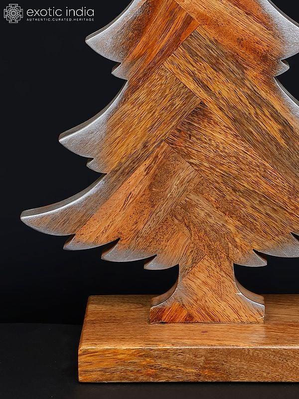 Exotic India 22" Stylish Wooden Christmas Tree | Table Decor