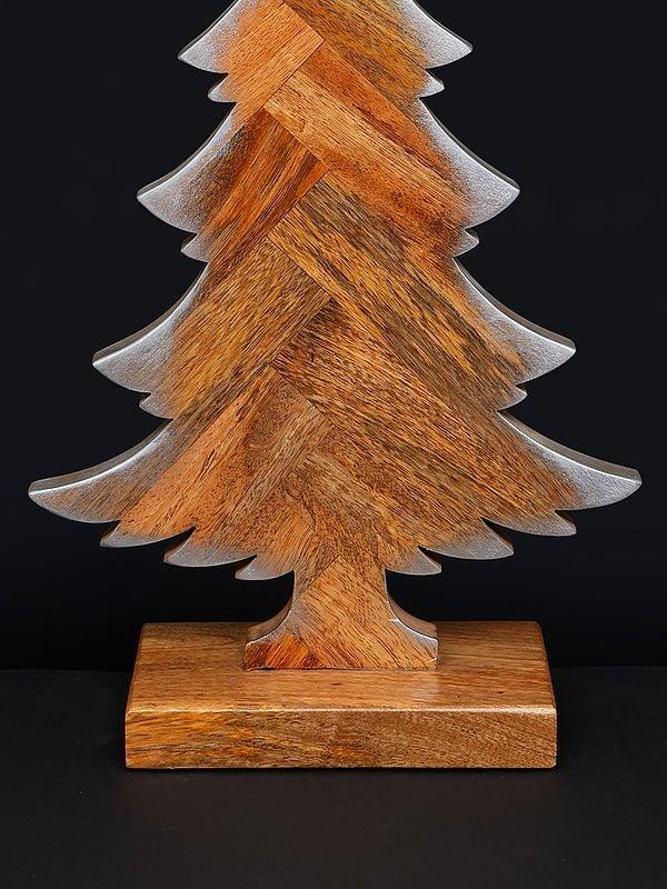 Exotic India 22" Stylish Wooden Christmas Tree | Table Decor