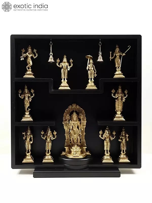 exotic india 23" Lord Vishnu & His Ten Incarnations Brass Statue | Divine Indian Sculpture 