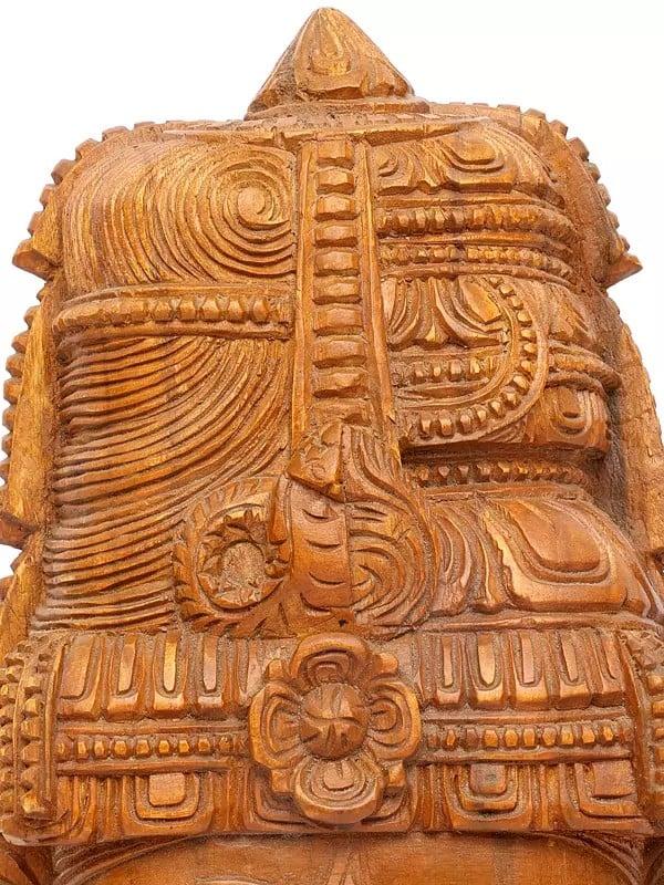 Exotic India 24" Ardhanarishvara Wall Hanging Head | Wood Carving 