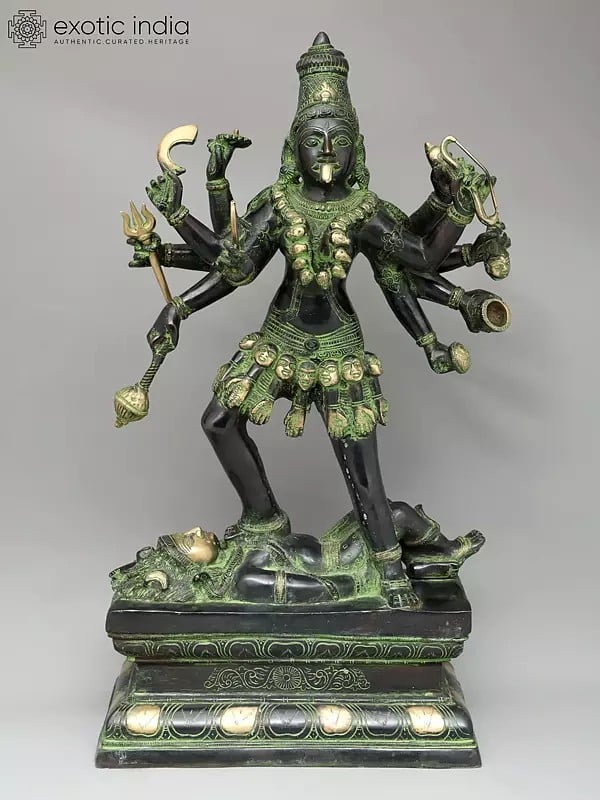 exotic india 24" Ashtabhujadhari Kali in her Iconic Posture 