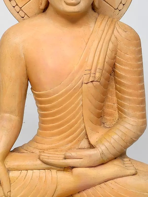 Exotic India 24" Bhumisparsha Buddha | Wood Carved Statue 